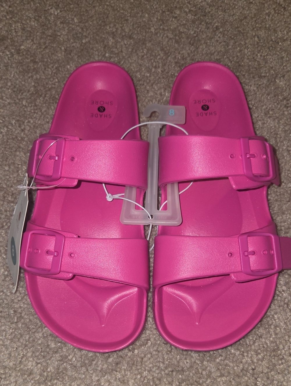 Shade & Shore Hot Pink Double Buckle Slide Sandals